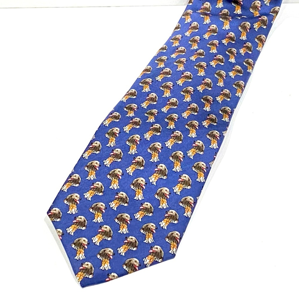 Vintage New Burberry 💯 Silk Tie- Dog, Fits Tall Men too